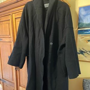 Oska Black Wool Long Coat Hood size 3 12/14 EUC
